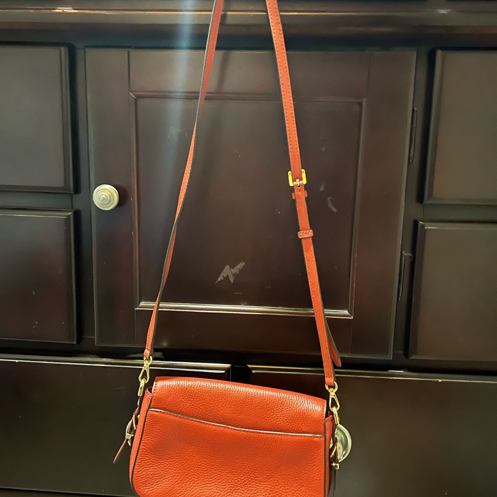Michael kars Red Leather Crossbody Bag with Adjustable Strap
